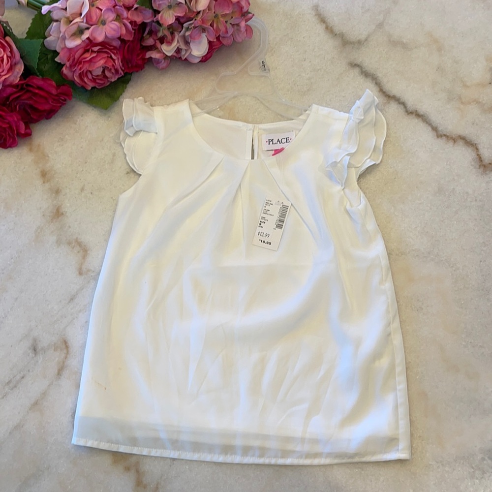 White ruffle sleeve blouse S 5/6